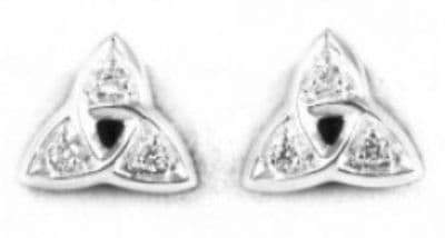 Sterling silver Trinity Knot Studs with Clear Cubic Zirconia