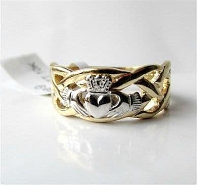 Two Tone Gold Gents Celtic Claddagh Ring