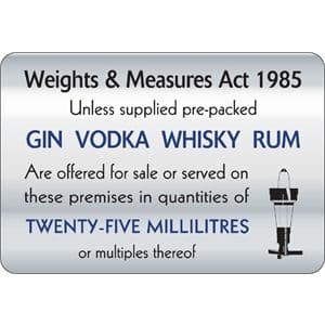 25ml Weights & Measures Act Sign