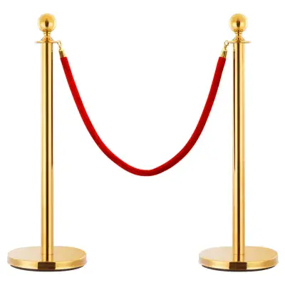 3 Piece VIP Queue Barrier Set Stainless Steel Gold Finish (Special Offer)