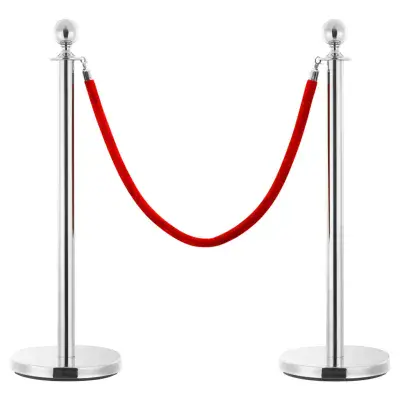 3 Piece VIP Queue Barrier Set Stainless Steel Silver (Special Offer)