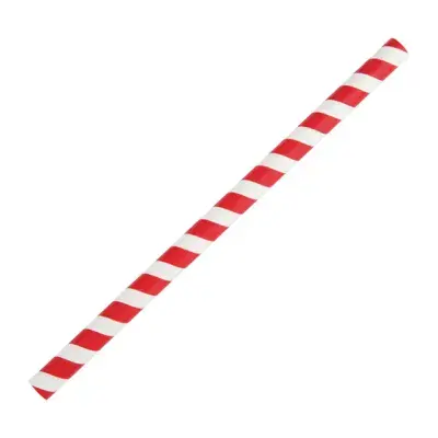 Fiesta Compostable Paper Smoothie Straws Red Stripes (Pack of 250)