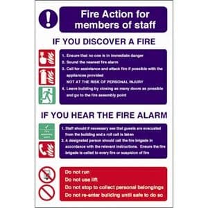 Fire Action For Staff Sign