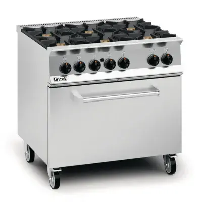 Lincat Opus 800 Gas 6 Burner Range with Drop Down Door OG8002 - Natural / Propane