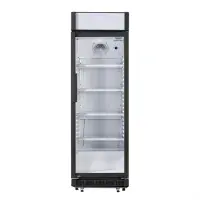 Nisbets Essentials Upright Display Cooler Black with Light Box - 354Ltr