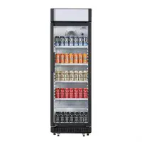 Nisbets Essentials Upright Display Cooler Black with Light Box - 354Ltr