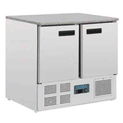 Polar Double Door Counter Fridge with Granite Work Top 240Ltr