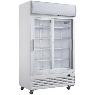 Polar G Series Upright Display Cooler with Light Box Sliding Door - 950Ltr