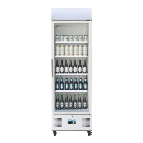 Polar G Series Upright Display Fridge 368Ltr White