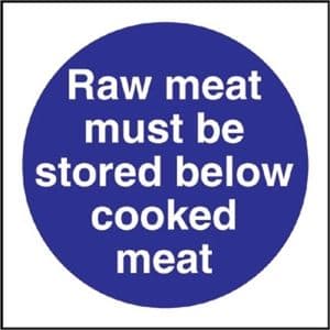Raw Meat Must Be Stored Below Cooked Meat  Sign