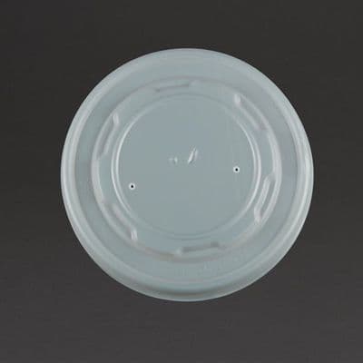 Vegware Compostable Hot Food Pot Flat Lids 350ml / 12oz and 455ml / 16oz (Pack of 500)
