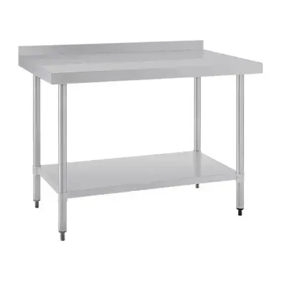 Vogue Stainless Steel Prep Table with Upstand 1200mm - Available In 2 Height & Depths