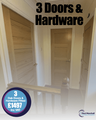 3 Internal Oak Doors — Supplied & Fitted