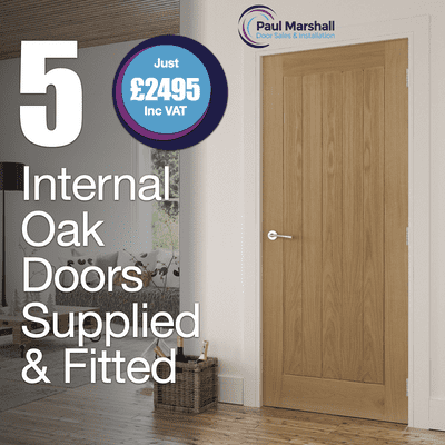 5 Internal Oak Doors — Supplied & Fitted