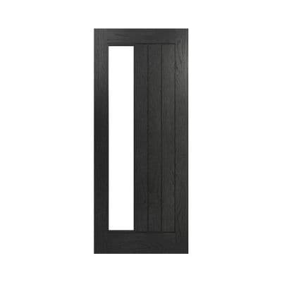 Ely Brushed Black Oak Glazed Side Lite