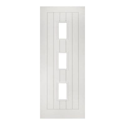 Ely White Primed Glazed 3 Lite 30 Minute Fire Door (FD30)