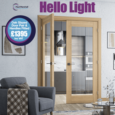 Oak Glazed Internal Door Pair – Supplied & Fitted
