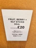 Assorted FRUIT, BERRY + NUT Sticks  x100 (bird or small animal)