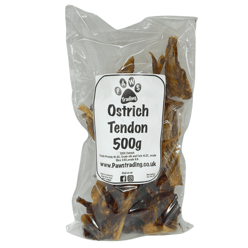 100% Natural Ostrich Tendons Dog Chew Treat Novel Protein