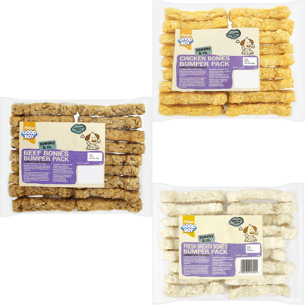 Armitage Good Boy Rice Chew Bonies Bumper Pack - Choice of 3 Flavours