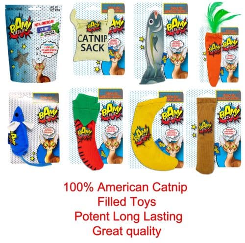BAM! Cat nip Toys 100% Potent American Catnip Multiple Choices of Toy Kitten Cat