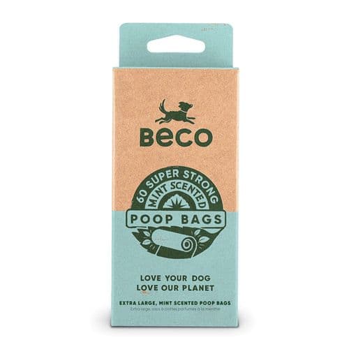Beco Poop Bags, Mint Scented, 60 Pack, Big, Strong and Leak-Proof Dog Poo Bag