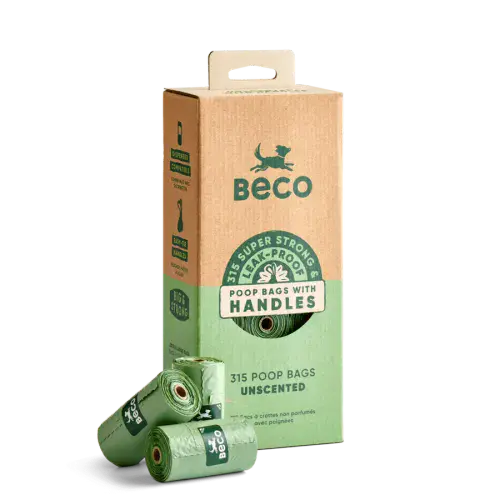 Beco Poop Bags, Unscented / Scented , 315 Rolls with HANDLES Pack, Big, Strong and Leak-Proof