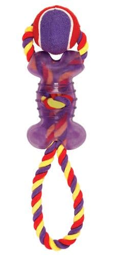 Chomper Tail Waggers Interactive Fun Dog Toy - Bone Rope Tennis Ring Tug