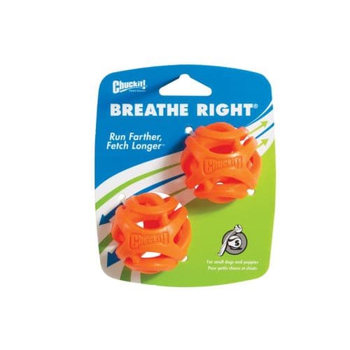 Chuckit Breathe Right Small 2 ball pack - Dog Ball Dog Toy Orange Fetch Breath