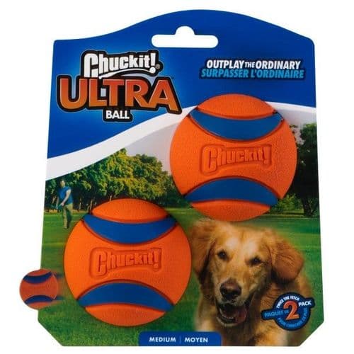 Chuckit! Ultra Ball Medium chuck it Bouncy Floating AMAZING Balls 2 Pack