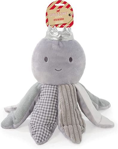 Cupid & Comet Otis Octopus Christmas Crinkle Plush Dog Toy Grey 33cm