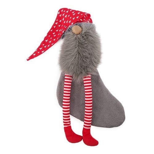 Cupid Comet Rosewood Crinkle Santa Sock Toy, Cute Santa Dog Xmas Christmas Grey