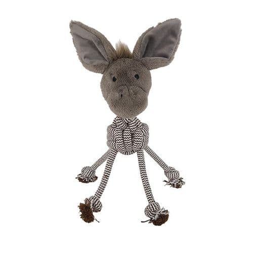 Cupid Comet Rosewood Festive Donkey Rope Body Dog Pup Toy, Cute Donkey Christmas