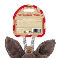 Cupid Comet Rosewood Festive Donkey Tug Dog Toy Rope Crinkle Body Donkey Xmas