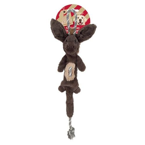 Cupid Comet Rosewood Festive Donkey Tug Dog Toy Rope Crinkle Body Donkey Xmas