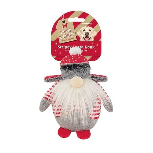 Cupid Comet Rosewood Plush Santa Gonk Cute Gonk Dogs, Squeaky Dog Toy, Red Xmas