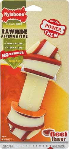 Dog Chew Nylabone Rawhide Alternative Large Beef Flavour Knot Bone Long Lasting