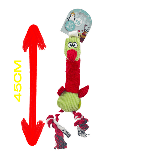 Dog Life Festive Fluffy Turkeys Rope Squeaker Christmas Dog Toy