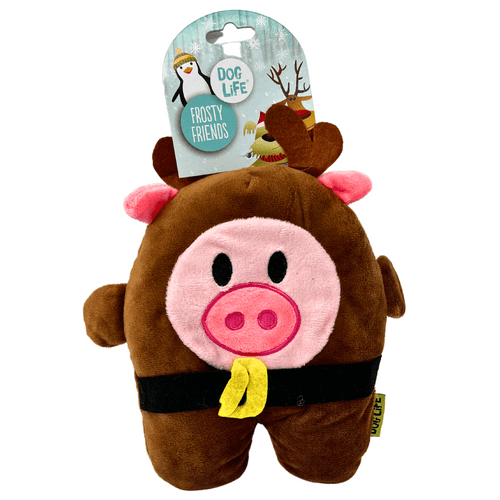 Dog Life Frosty Friends: Festive Plush Pigs in Disguise with Squeaker - Perfect Christmas