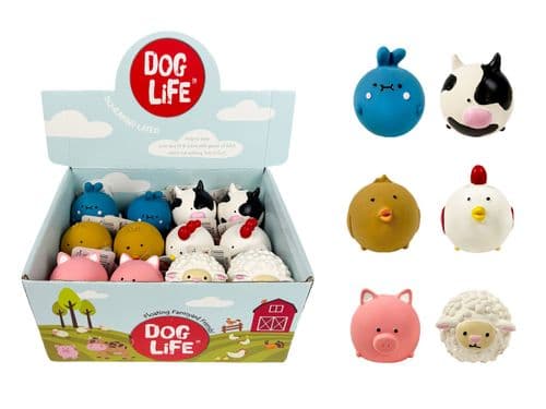 Dog Life Latex Face Ball Farmyard Dog Toy Small 5cm DL010