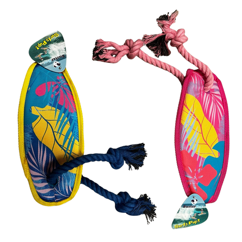 Dog Life Plush Surfboard Dog Toy with Rope | Soft Plush Tug Toy | Non-Squeaky | Approx. 50cm