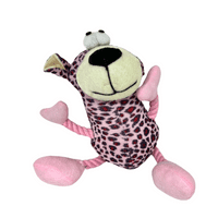Dude Plush Leopard Print Soft Dog Toy With Rope Arms and Legs