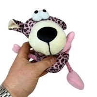 Dude Plush Leopard Print Soft Dog Toy With Rope Arms and Legs