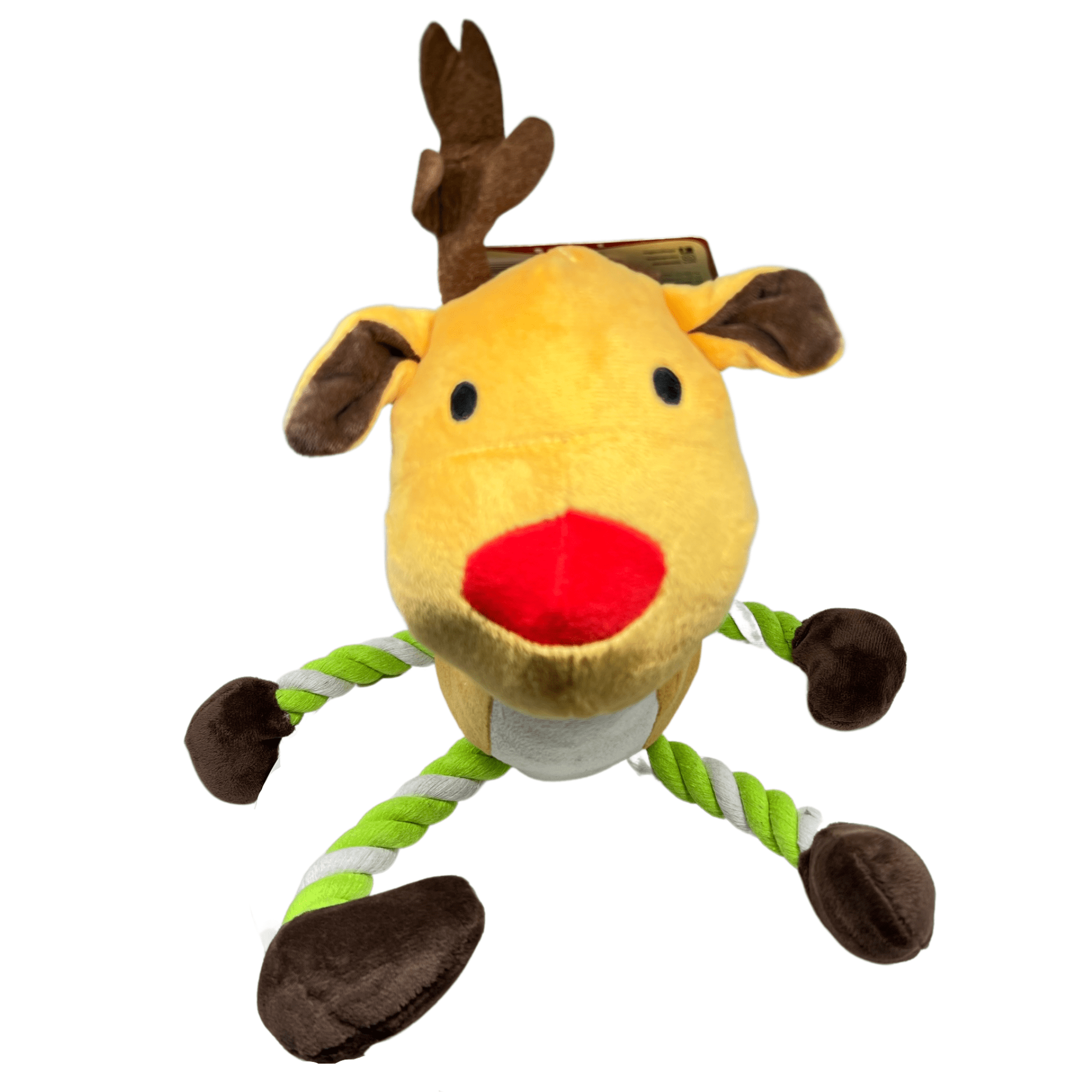 Good Boy Christmas Plush Dog Toy - Large Hug Tug Reindeer - Rope Legs ...