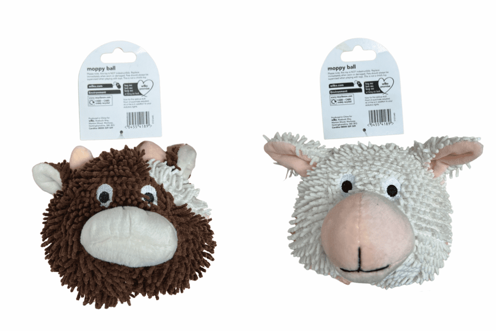Good Boy Farm yard moppy ball sheep Cow Soft Dog Ball Noodle Fabric and Squeaky