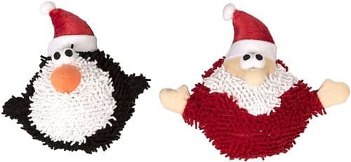 Good Boy Festive Christmas Penguin Santa Moppy Ball Plush Dog Toy Xmas Squeaky 18cm Soft