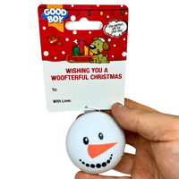 Good Boy Snowman Faceballs TPR Dog Ball Christmas Xmas Gift Pup Dog Walk '24