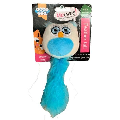 Good Girl Owl Cat toy with Catnip and feather Tail