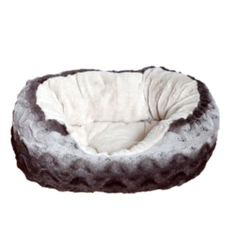 Grey & Cream Snuggle Plush Dog Pet Indoor Bed Cosy Soft Puppy Warm Good Quality