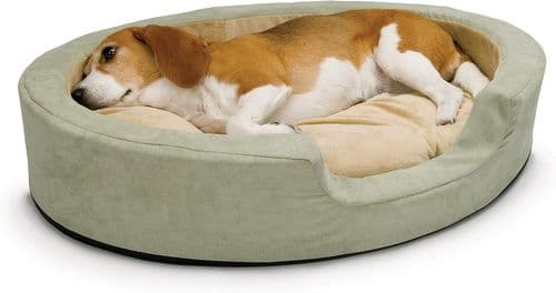 K&H Heated Nest Dog Bed Thermo-Snuggly Sleeper Heated Pet Bed Medium Sage 26" x 20" 6W